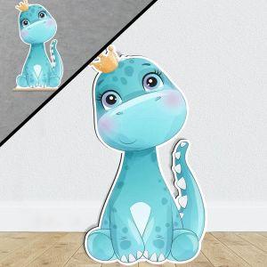Wooden printed figure, cute blue dino