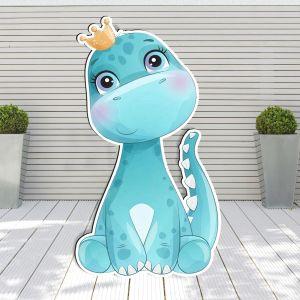 Wooden printed figure cute blue dino View 1 2