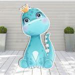 Wooden printed figure, cute blue dino