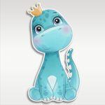 Wooden printed figure, cute blue dino