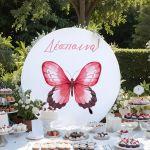 Wooden printed sign, Butterfly pink art 2