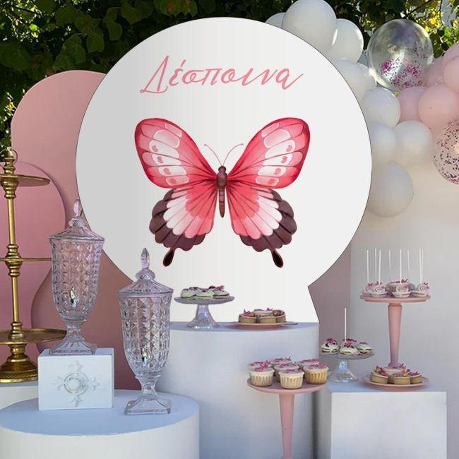 Wooden printed sign, Butterfly pink art 2