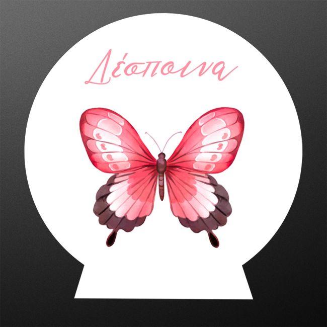 Wooden printed sign, Butterfly pink art 2