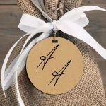 Cardboard Labels Custom Initials, kraft, art 2, round