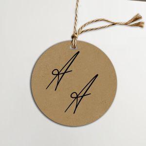 Cardboard Labels Custom Initials, kraft, art 2, round 2