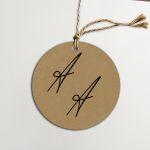 Cardboard Labels Custom Initials, kraft, art 2, round