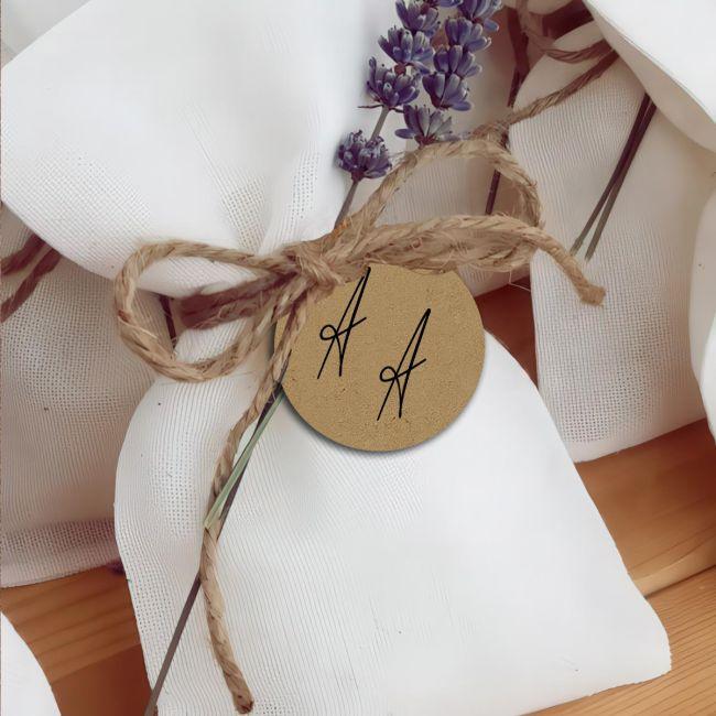 Cardboard Labels Custom Initials, kraft, art 2, round