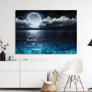 Canvas printFull moon on sea