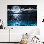 Canvas printFull moon on sea