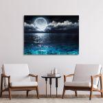 Canvas printFull moon on sea