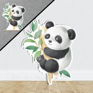 Wooden figure printed Baby panda on branch