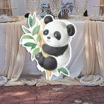Wooden figure printed Baby panda on branch