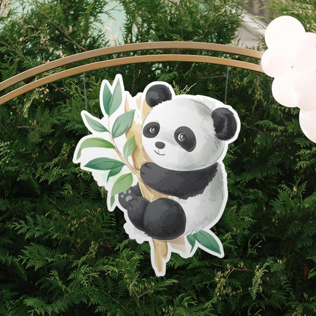 Wooden figure printed Baby panda on branch