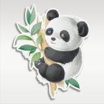 Wooden figure printed Baby panda on branch