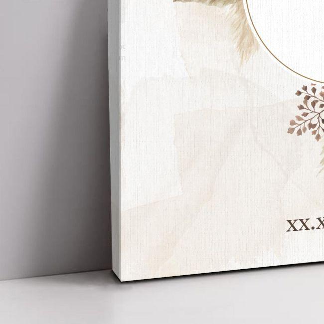 Canvas print Wedding Kalos irthate Pampas grass initials