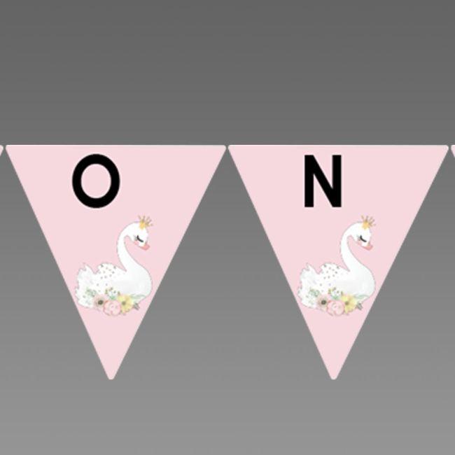 Paper party flagsswan and flowers