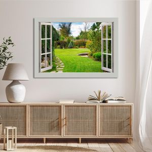 Canvas print Window to the backyard Framed canvas View 1 2