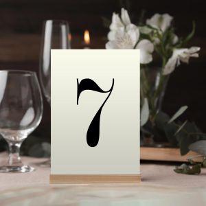 Event table numbers vertical, ivory minimal
