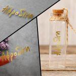 Trasnaparent Sticker label personalized die cut name gold print