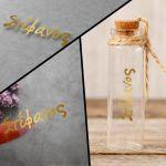 Trasnaparent Sticker label personalized die cut name gold print