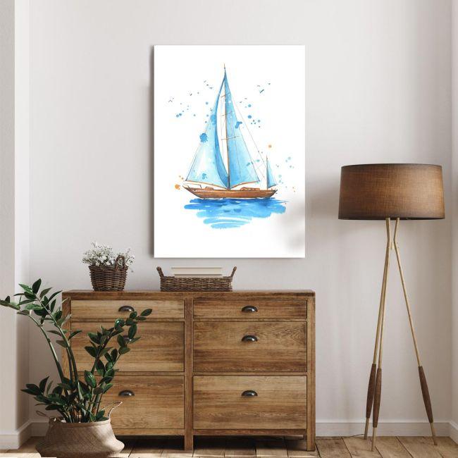 Canvas print,Sailing boat hand painted watercolor