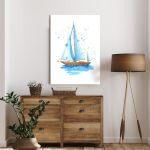 Πίνακας σε καμβά, Sailing boat hand painted watercolor
