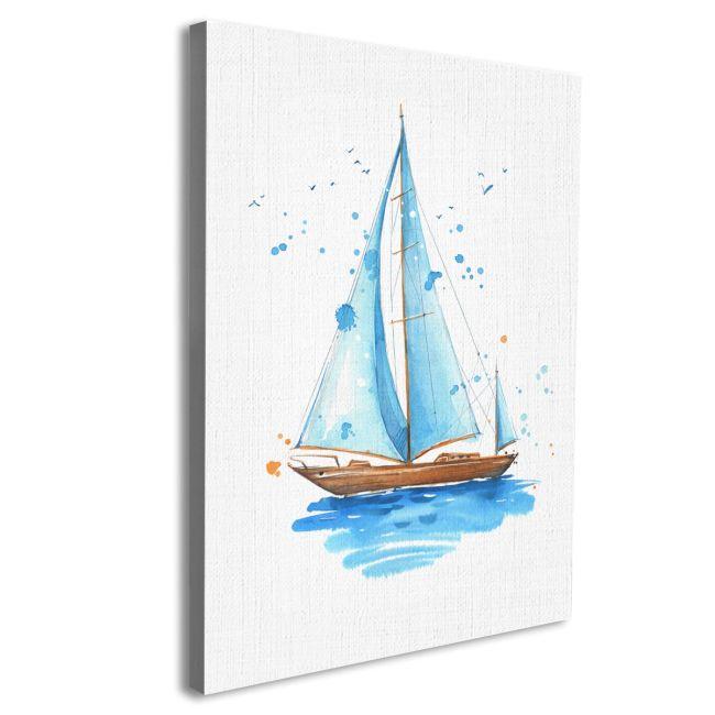 Canvas print,Sailing boat hand painted watercolor