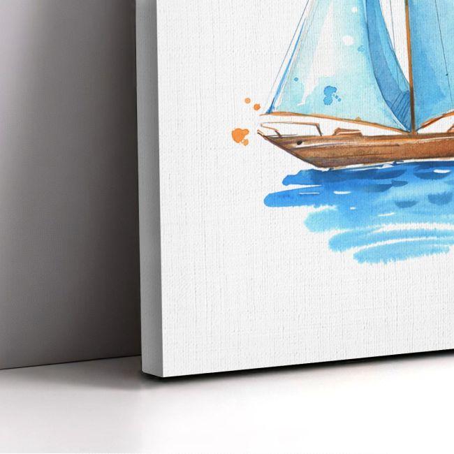 Canvas print,Sailing boat hand painted watercolor