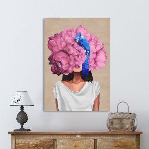 Πίνακας σε καμβά Pink on blue I