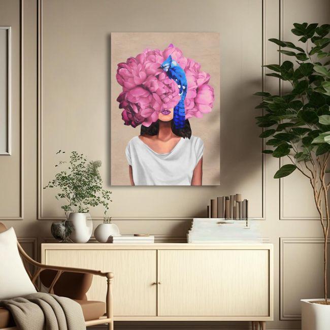 Canvas print Pink on blue I