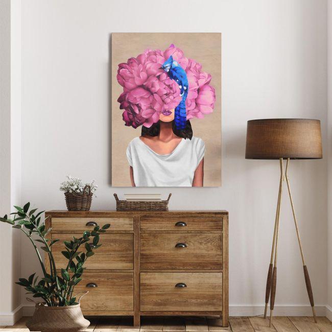 Canvas print Pink on blue I
