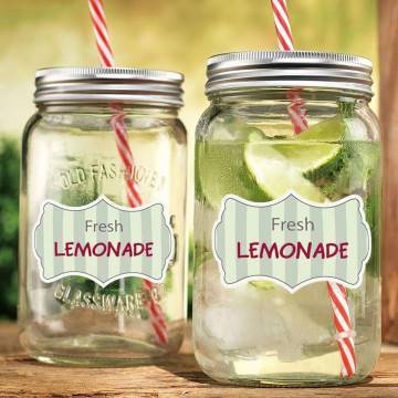 Αυτοκόλλητη ετικέτα Fresh lemonade,  με όνομα και ημερομηνία