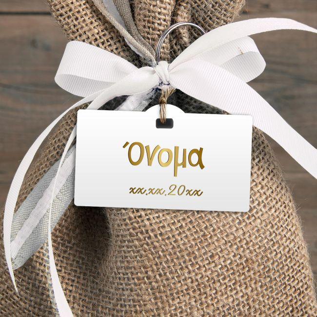 Cardboard Craft Labels, die cut gold letters, horizontal