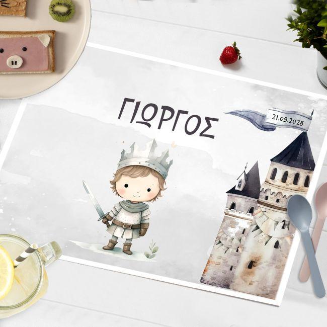 Placemat, Knight and castle mediaeval