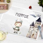 Placemat, Knight and castle mediaeval