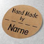 Αυτοκόλλητη ετικέτα Hand made by, προσωποποιημένη 
