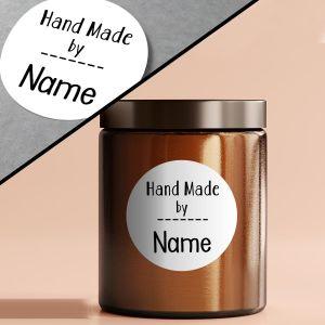 Αυτοκόλλητη ετικέτα Hand made by, προσωποποιημένη λευκή 2
