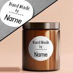 Αυτοκόλλητη ετικέτα Hand made by, προσωποποιημένη λευκή