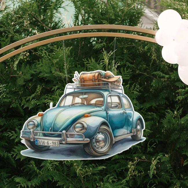 Wooden figure printed VW BeatleBlue