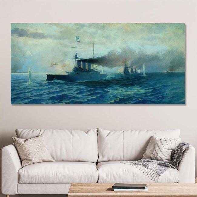 Canvas print The Naval Battle of Elli, Chatzis panoramic