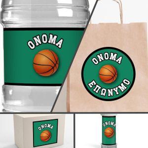 Sticker label Basket ball, Green Background