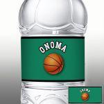 Αυτοκόλλητη ετικέτα Μπάλα μπάσκετ με όνομα, πράσινο φόντο