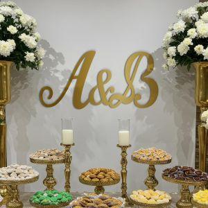 Couple Initials united, Plexiglass Gold