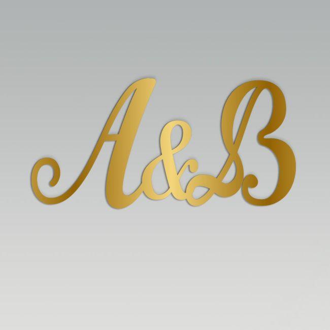 Couple Initials united, Plexiglass Gold
