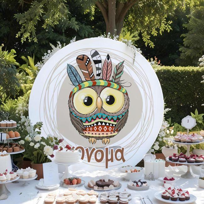 Ξύλινη πινακίδα, Κουκουβάγια boho, προσωποποιημένη