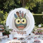 Ξύλινη πινακίδα, Κουκουβάγια boho, προσωποποιημένη