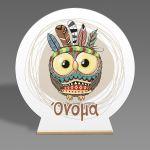 Wooden printed sign, Owl boho personalized