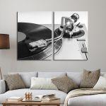 Canvas print Vinyl record player gray, two panels