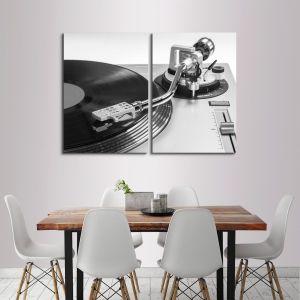 Canvas print Vinyl record player gray, two panels 2