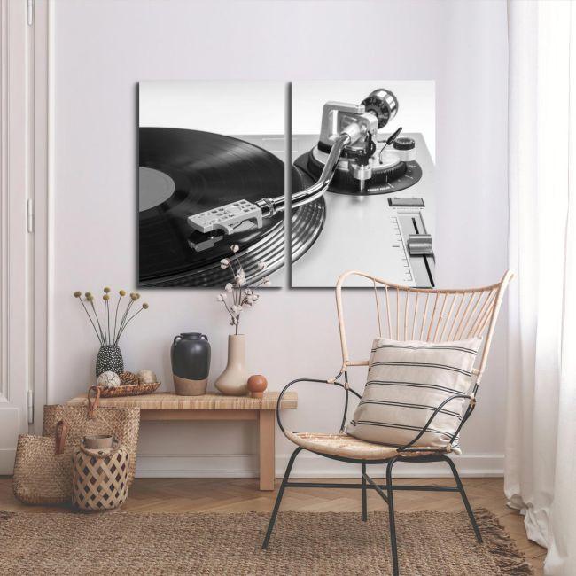 Πίνακας σε καμβά Vinyl record player gray, δίπτυχος